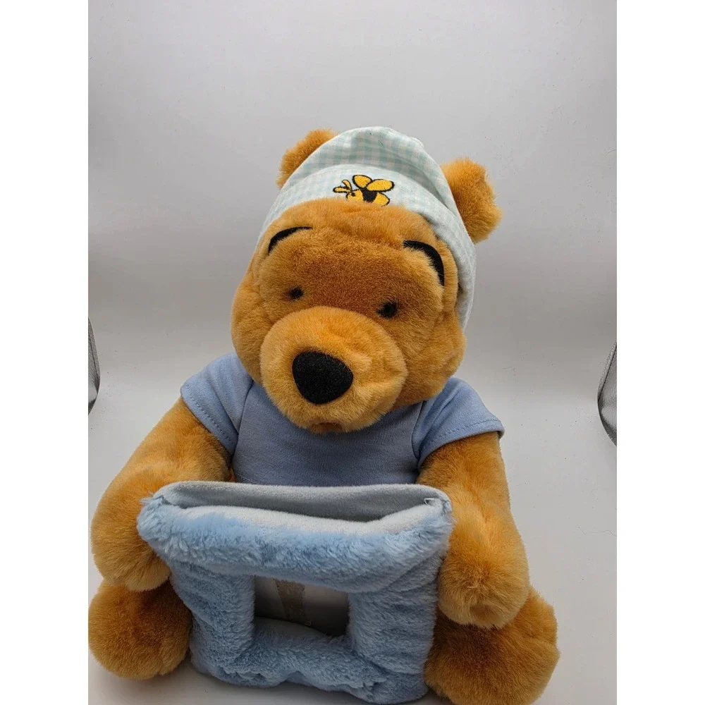 Disney Winnie the Pooh Its A Boy Blue Plush Picture Frame Nursery Decor 11in